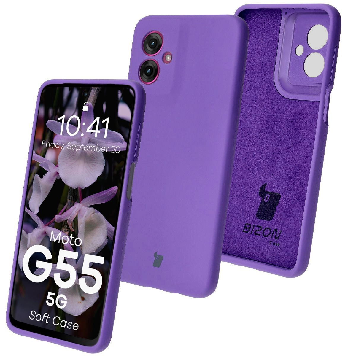 Etui Bizon Silikonowe Soft do Motorola Moto G55 5G Fioletowy