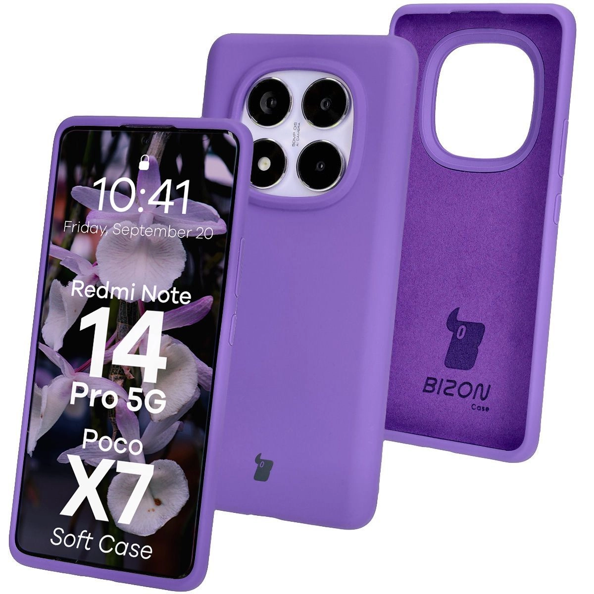 Etui Bizon Silikonowe Soft do Xiaomi Redmi Note 14 Pro 5G/Poco X7 Fioletowy