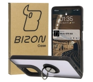 Bizon z uchwytem na palec Hybrid Ring do Motorola Moto G75 5G Przydymione z czarną ramką