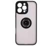Etui Bizon z uchwytem na palec Hybrid Ring do iPhone 16 Pro Max Przydymione z czarną ramką