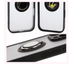 Etui Bizon z uchwytem na palec Hybrid Ring do iPhone 16 Pro Max Przydymione z czarną ramką