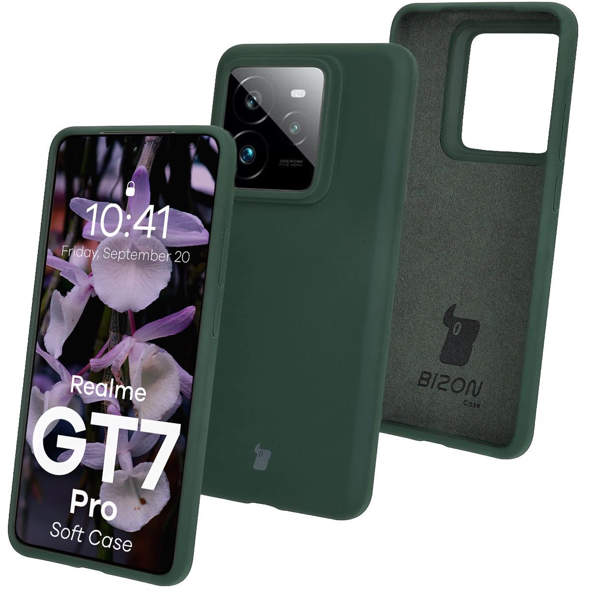 Etui Bizon Silikonowe Soft do Realme GT 7 Pro Ciemnozielony