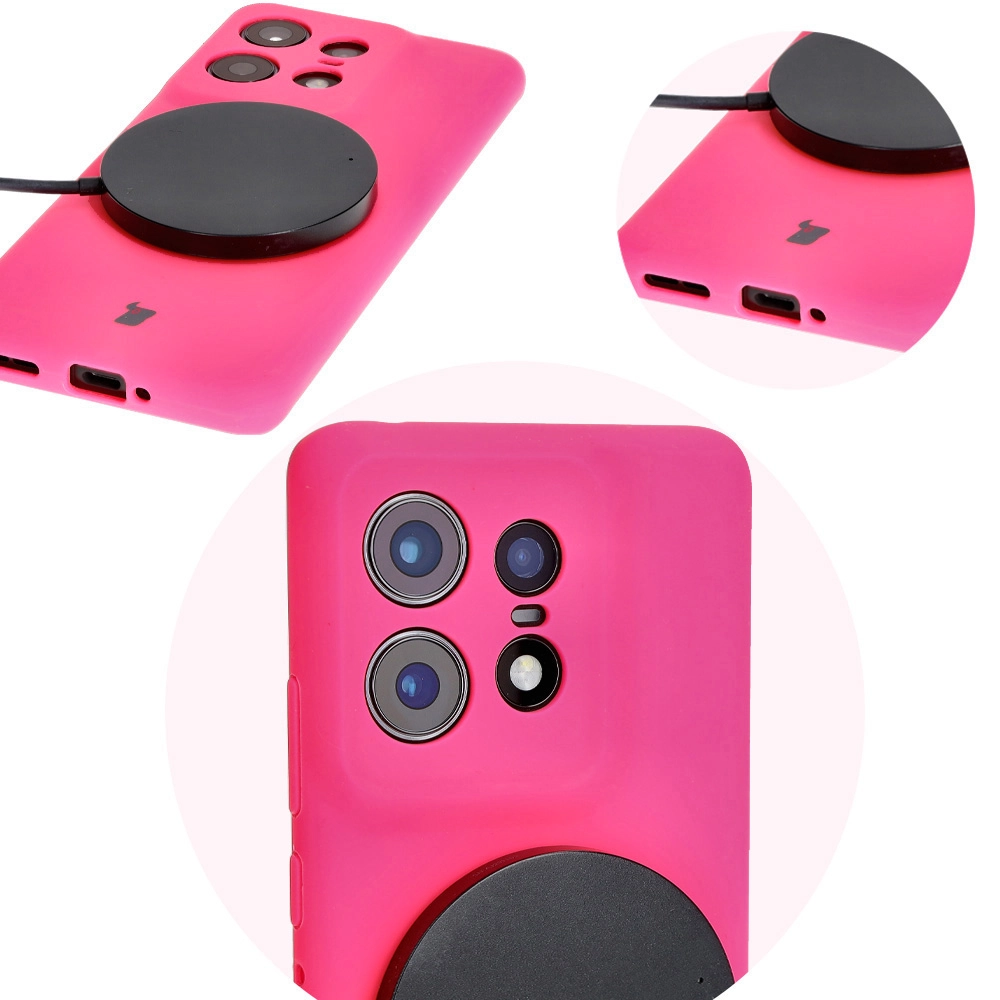 Etui Bizon Silikonowe Soft do Motorola Edge 50 Pro Neonowo-różowy