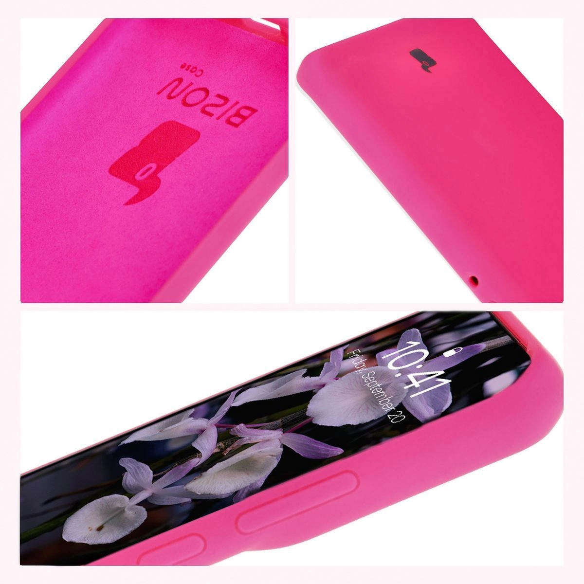 Etui Bizon Silikonowe Soft do Motorola Edge 50 Pro Neonowo-różowy