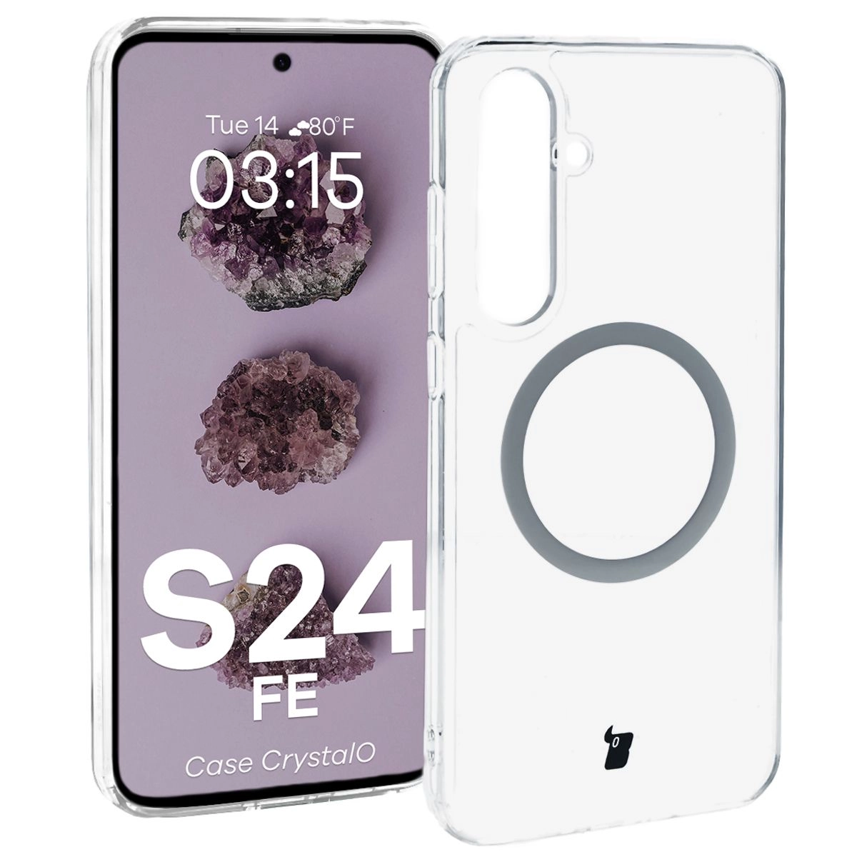 Etui Bizon CrystalO z MagSafe do Galaxy S24 FE Przezroczyste