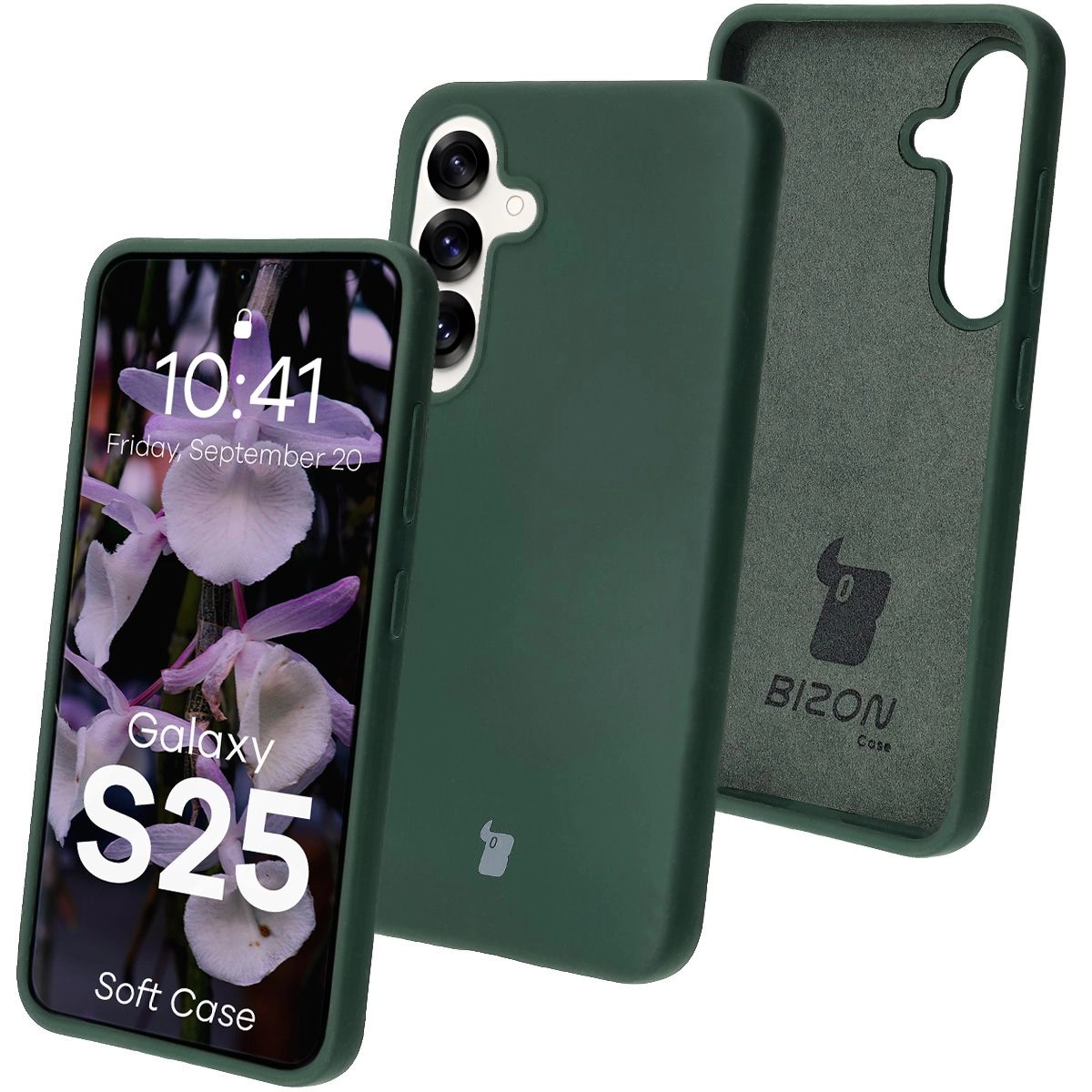 Etui Bizon Silikonowe Soft do Galaxy S25 Ciemnozielony