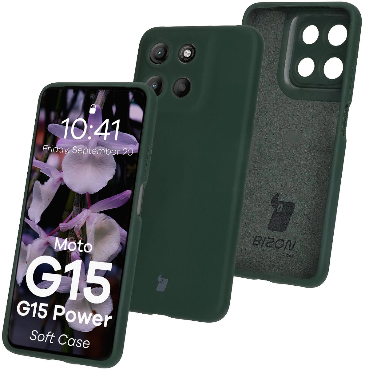 Bizon Silikonowe Soft do Motorola Moto G15/G15 Power Ciemnozielony