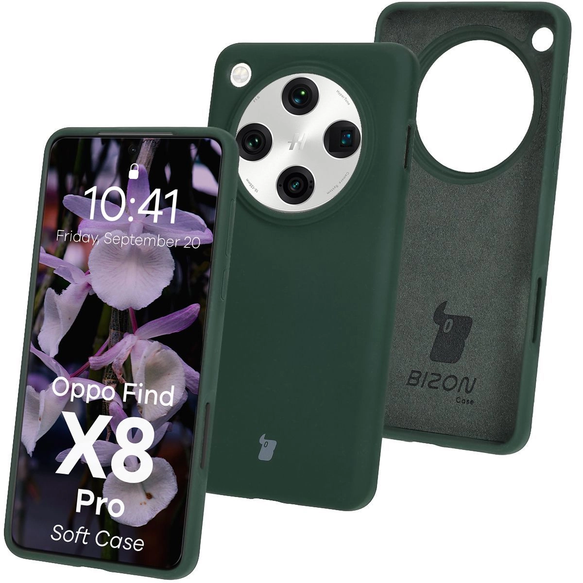 Etui Bizon Silikonowe Soft do Oppo Find X8 Pro Ciemnozielony