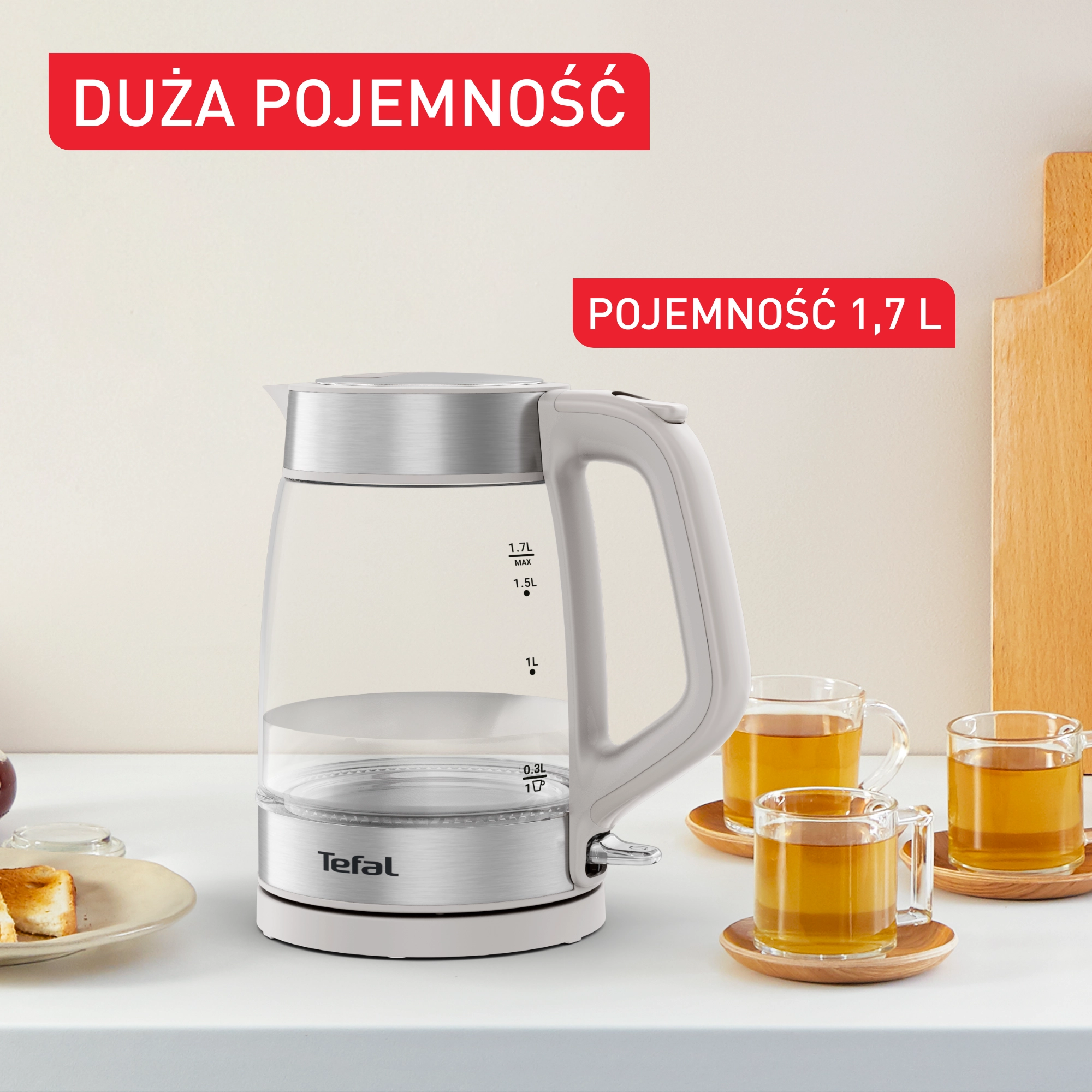 Czajnik Tefal Glass Kettle KI605B30 1,7l 2200W