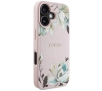Etui Guess Grained Printed Flower Pattern MagSafe do iPhone 16 Różowy