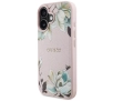Etui Guess Grained Printed Flower Pattern MagSafe do iPhone 16 Różowy