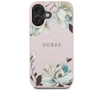Etui Guess Grained Printed Flower Pattern MagSafe do iPhone 16 Różowy