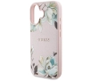 Etui Guess Grained Printed Flower Pattern MagSafe do iPhone 16 Różowy