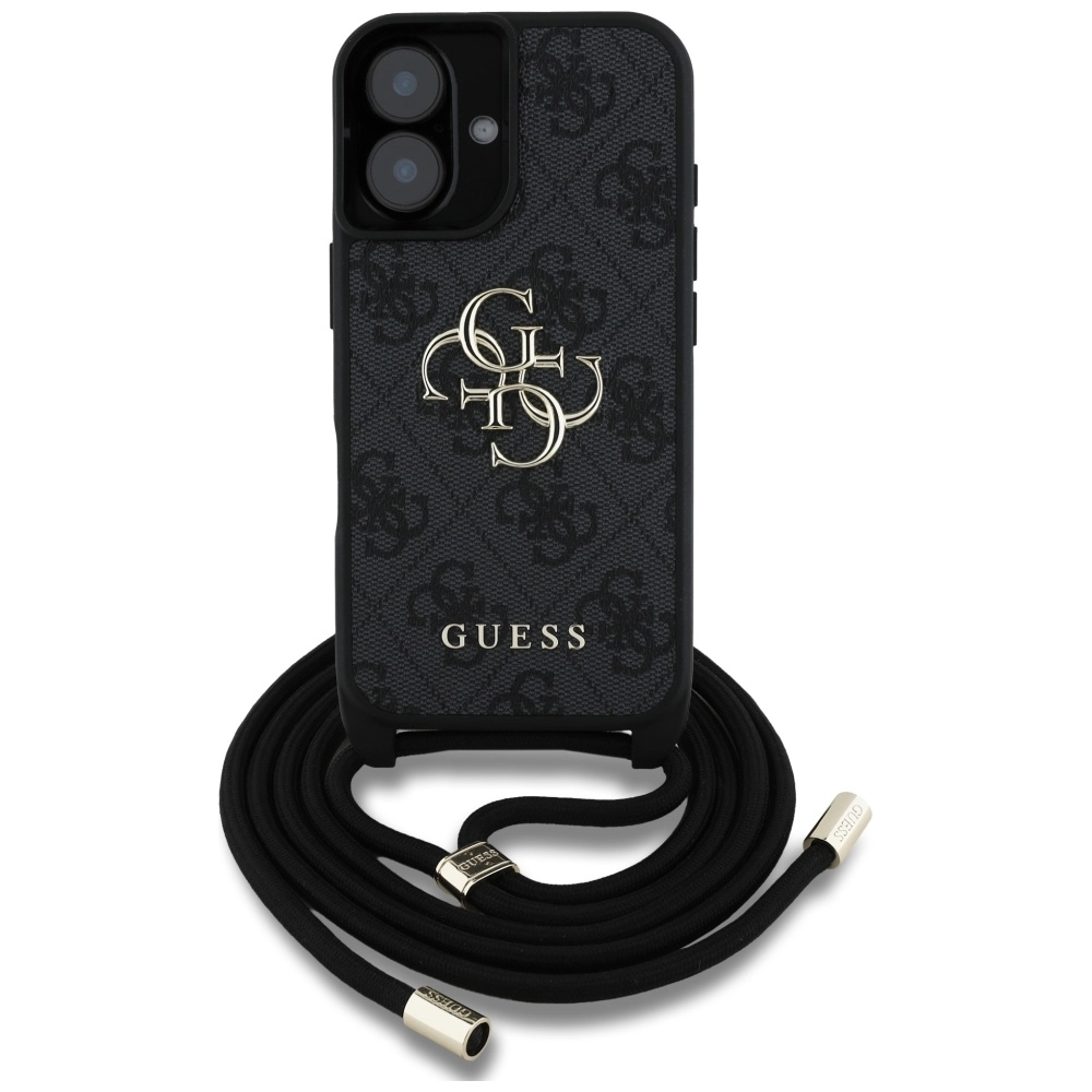 Etui Guess 4G Big Logo Cord Stap Crossbody do iPhone 16 Czarny