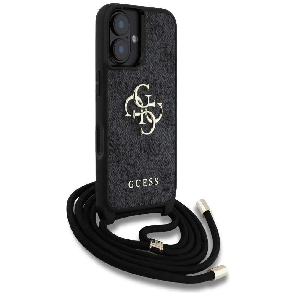 Etui Guess 4G Big Logo Cord Stap Crossbody do iPhone 16 Czarny