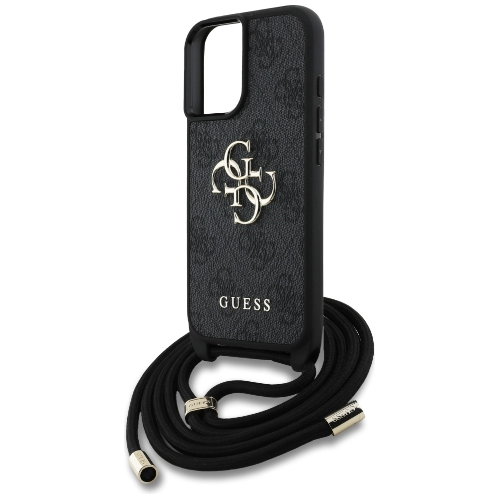 Etui Guess 4G Big Logo Cord Stap Crossbody do iPhone 16 Czarny