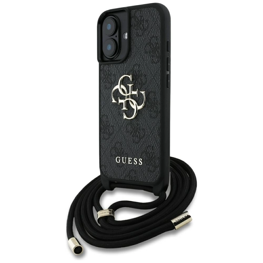 Etui Guess 4G Big Logo Cord Stap Crossbody do iPhone 16 Czarny