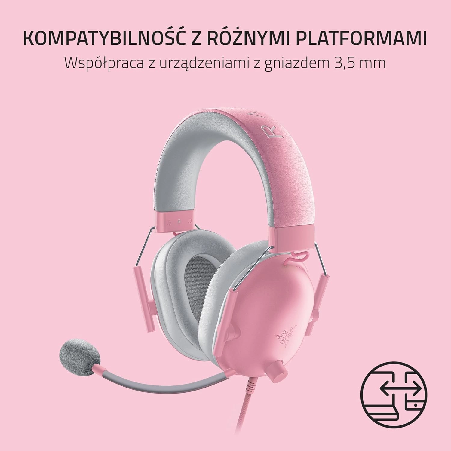 Słuchawki przewodowe z mikrofonem Razer BlackShark V2 X PlayStation Nauszne Quartz