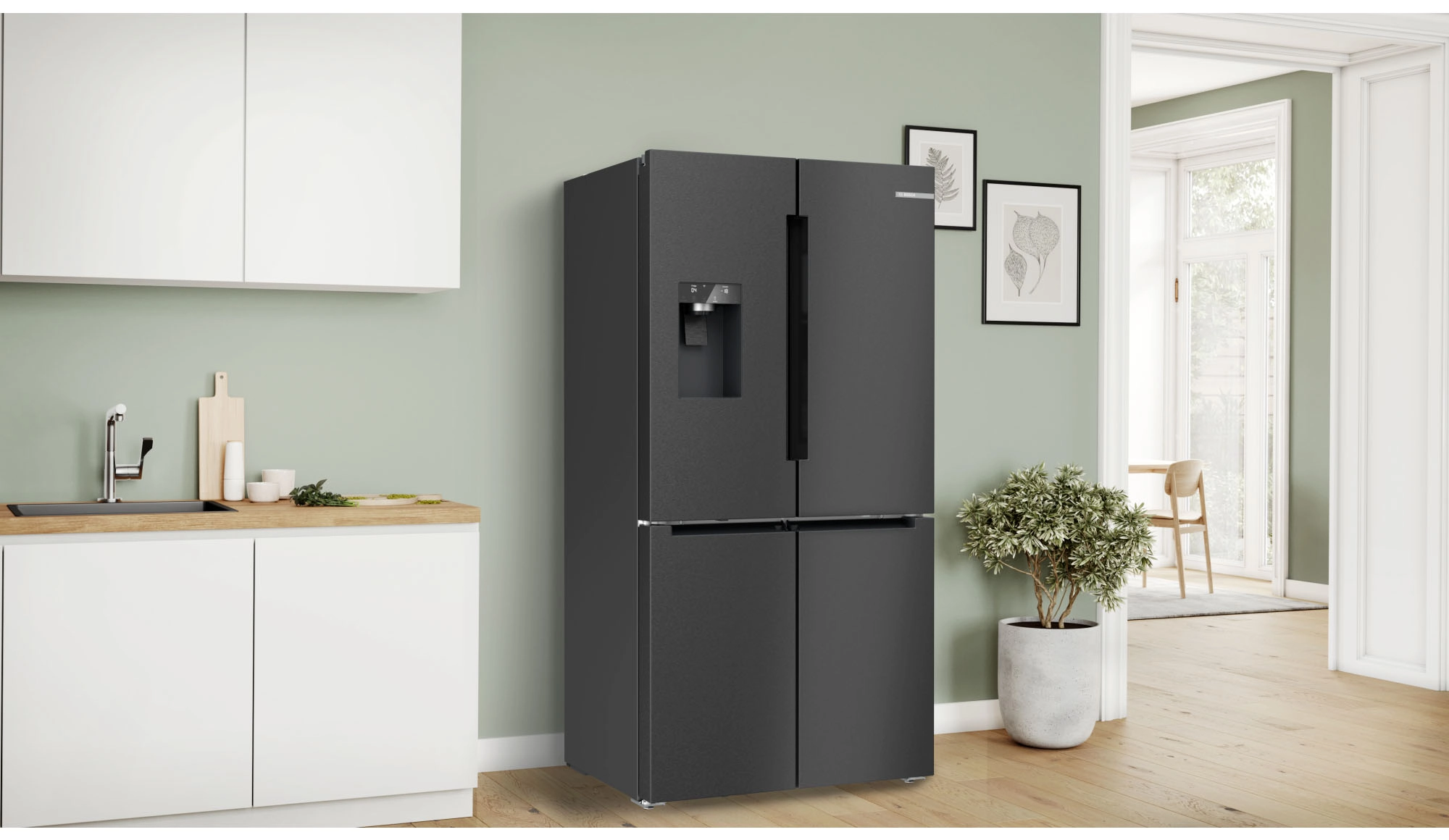 Lodówka Bosch Serie 6 KFI96AXEA Pełny No Frost 183cm Kostkarka Zdalne sterowanie Czarna stal szczotkowana