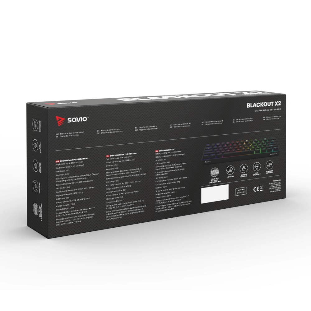 Klawiatura mechaniczna Savio Blackout X2 Outemu Brown Hot Swap Czarny