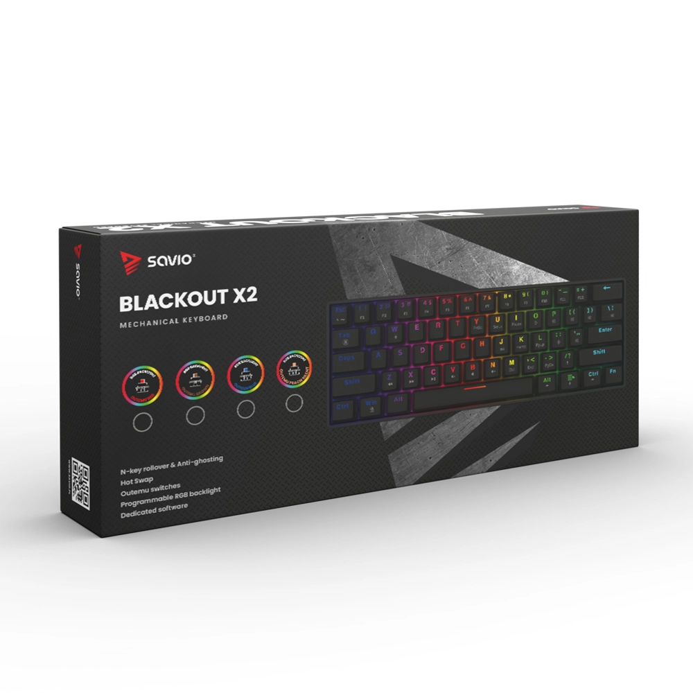 Klawiatura mechaniczna Savio Blackout X2 Outemu Brown Hot Swap Czarny