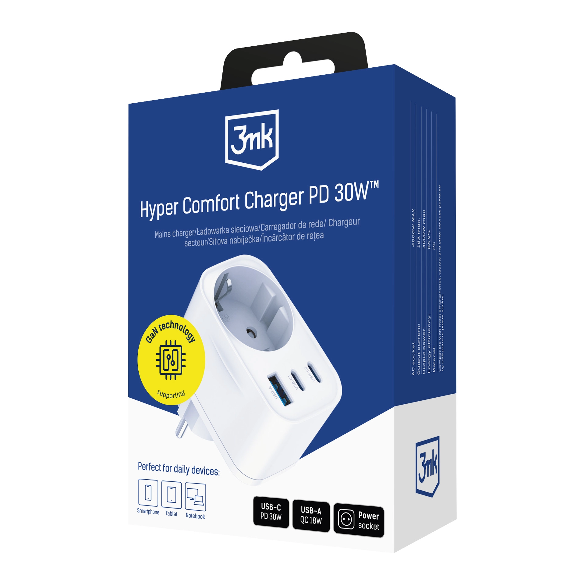 Ładowarka sieciowa 3mk Comfort Charger GaN 30W QC PD PPS USB