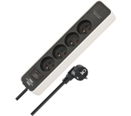 Brennenstuhl Ecolor 4 gniazda 1,5m 2xUSB-C Czarno-biały