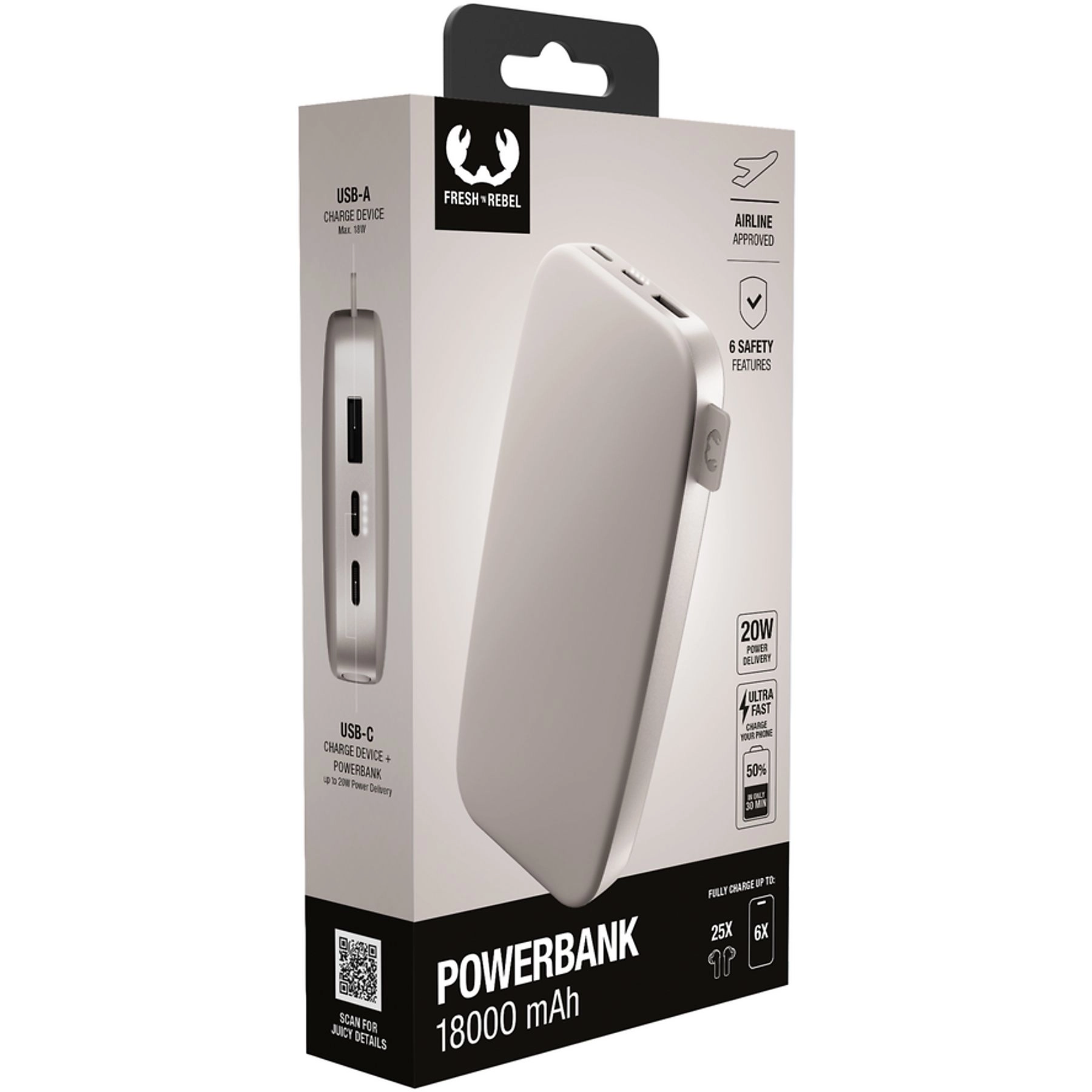 Powerbank Fresh 'n Rebel 2PB18100SS 18000mAh 20W Silky Sand