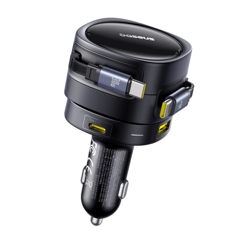 Ładowarka samochodowa Baseus 2xUSB-C 90W + kabel USB-C USB Czarny