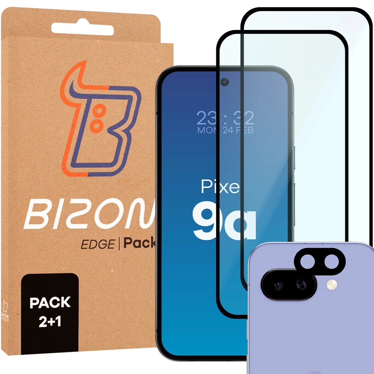 Zestaw ochronny Bizon 2x Szkło + szybka na aparat Edge 2 Pack do Google Pixel 9a
