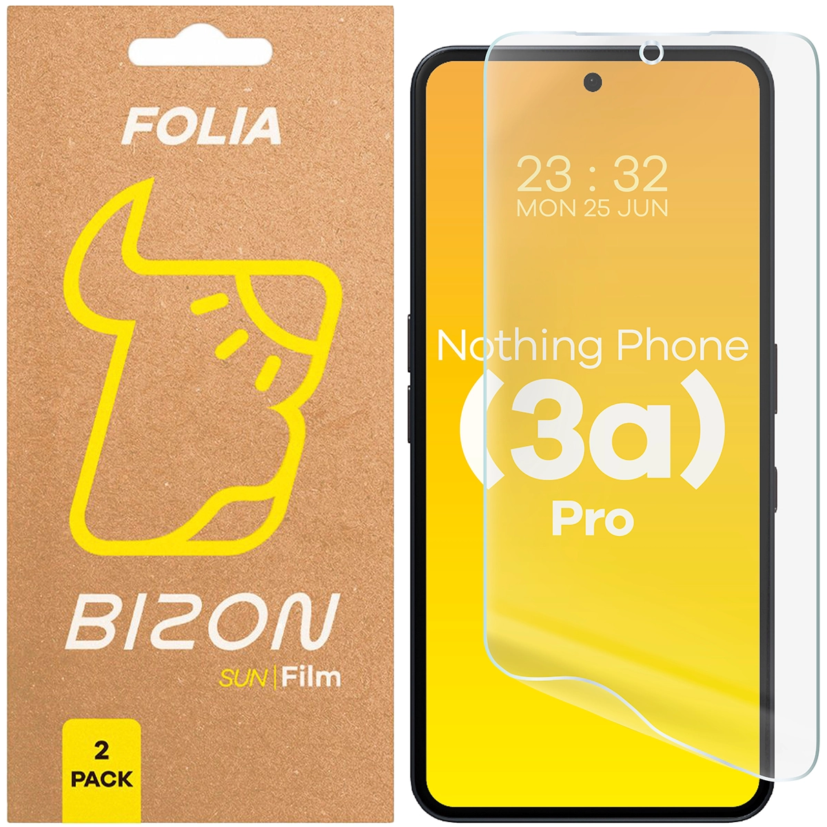 Folia ochronna Bizon matowa Film Sun do Nothing Phone 3a Pro 2 sztuki