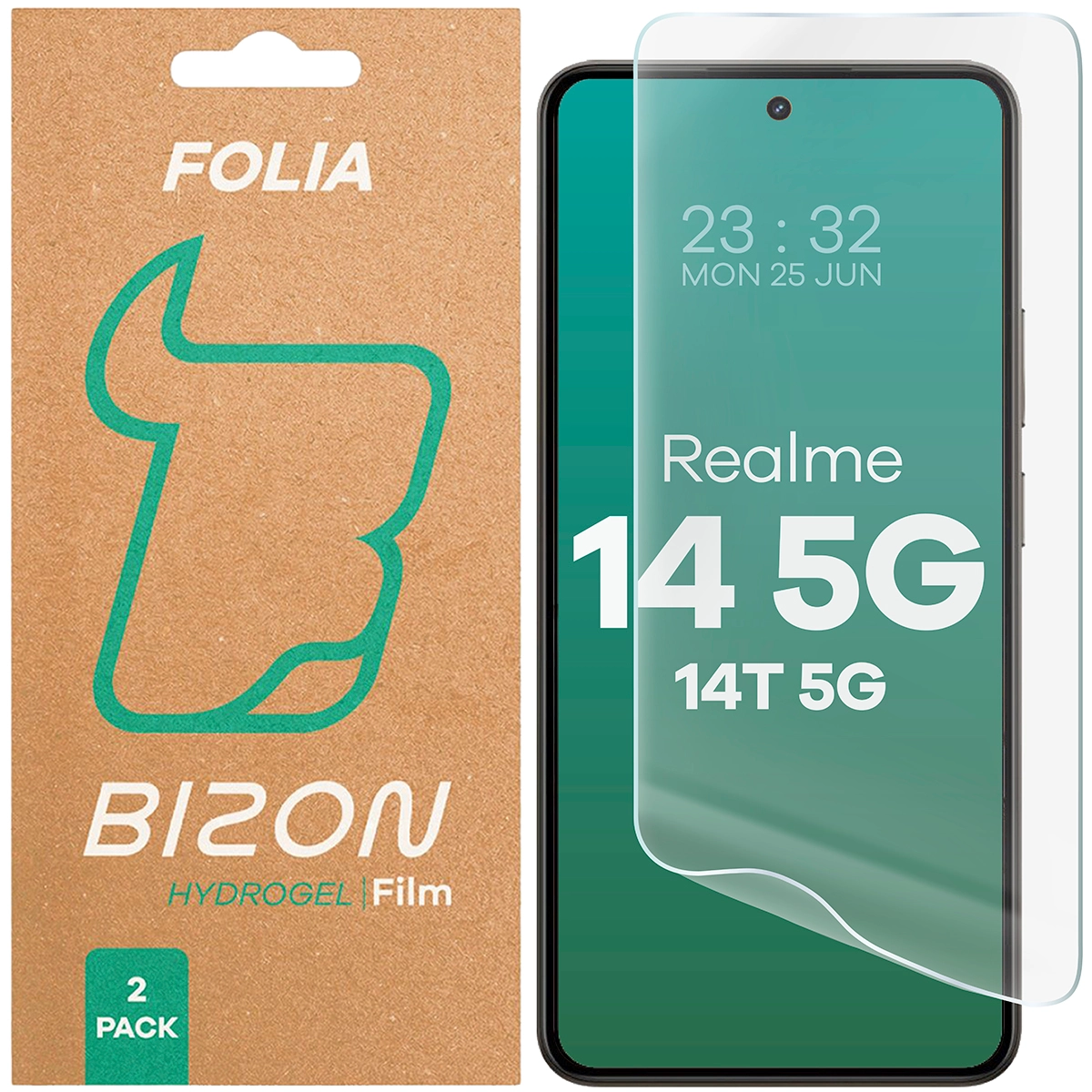 Folia hydrożelowa Bizon na ekran Hydrogel Front do Realme 14 5G/14T 5G 2 sztuki