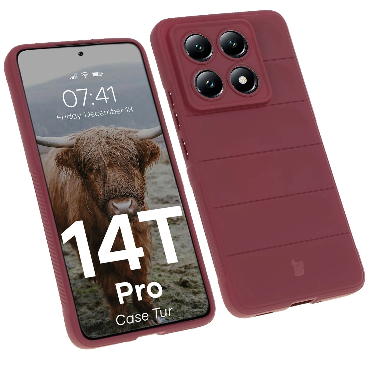 Etui Bizon Tur do Xiaomi 14T Pro Burgundowy