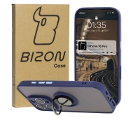 Bizon z uchwytem na palec Hybrid Ring do iPhone 16 Pro przydymione z Granatową ramką