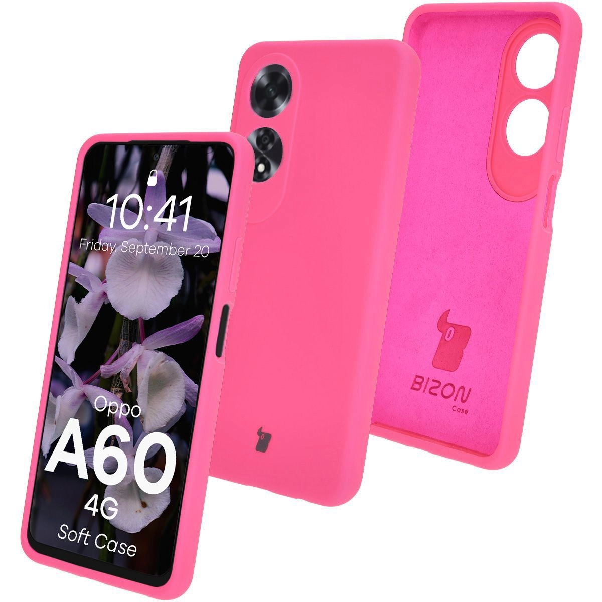 Etui Bizon Silikonowe Soft do Oppo A60 4G Neonowo-różowy