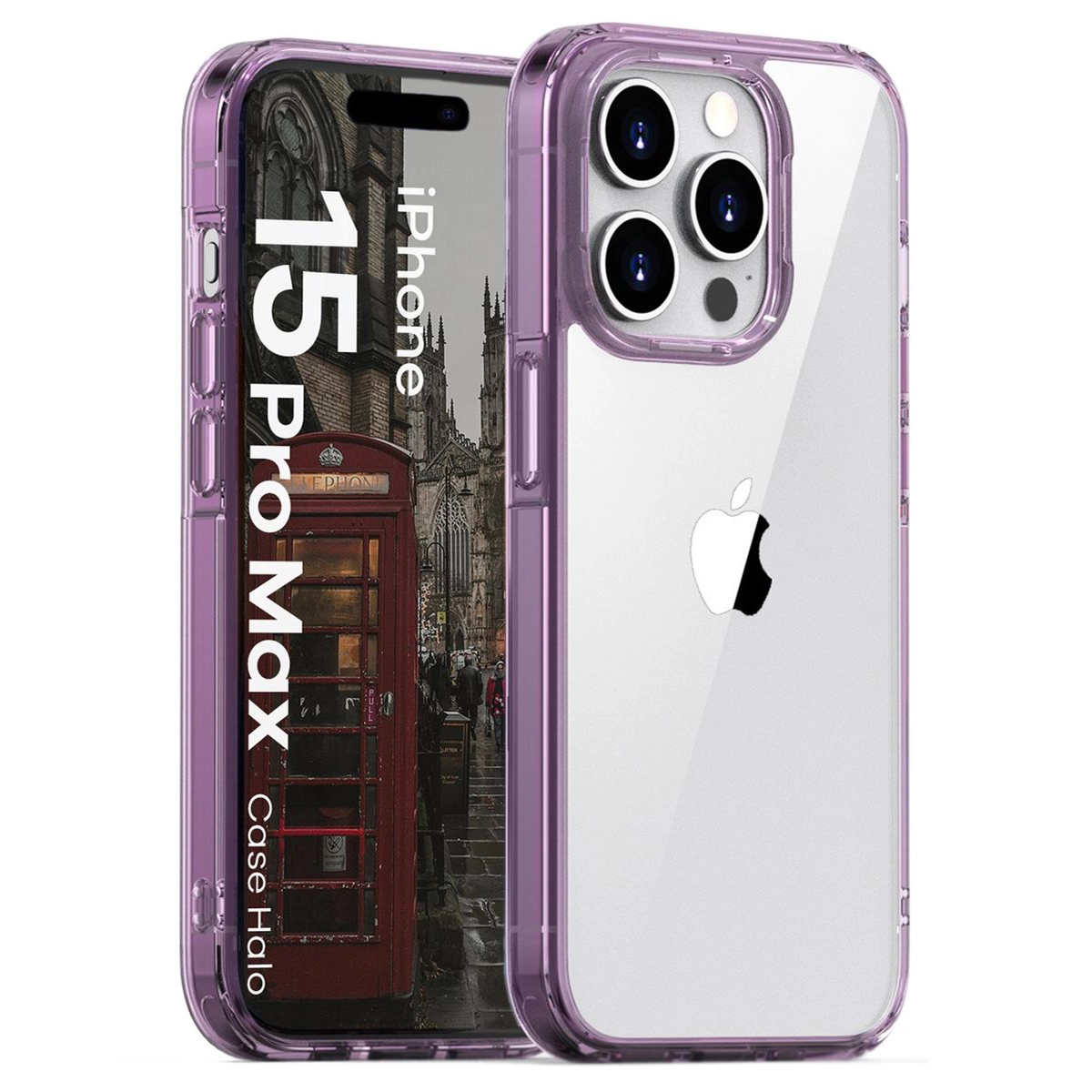 Etui Bizon Halo do iPhone 15 Pro Max Przezroczysto-fioletowy