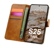 Bizon z klapką Pocket do Samsung Galaxy S25 Edge Brązowy