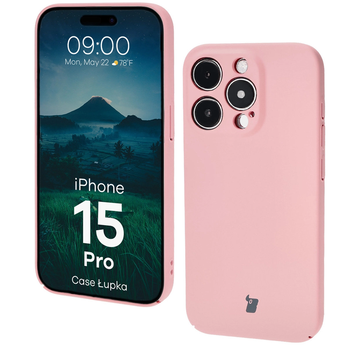 Etui Bizon Łupka do iPhone 15 Pro Różowy