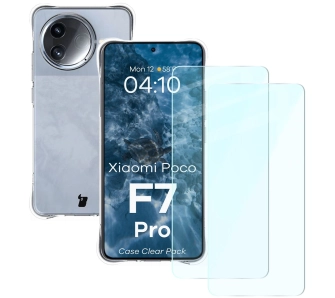 Zestaw ochronny Bizon elastyczne etui Salpa + 2x szkło hartowane Clear Pack do Xiaomi Poco F7 Pro