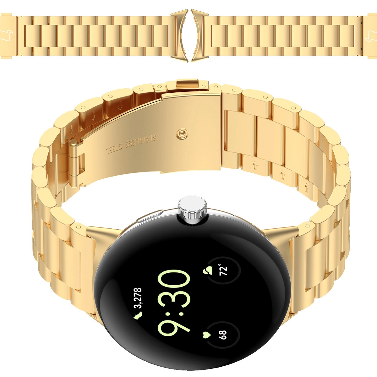 Bransoleta Bizon ze stali nierdzewnej do Google Pixel Watch 3 45 mm złoty