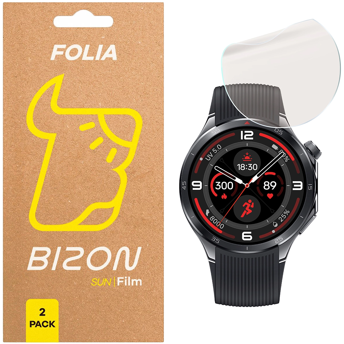 Folia ochronna Bizon matowa Film Sun do OnePlus Watch 3, 2 sztuki