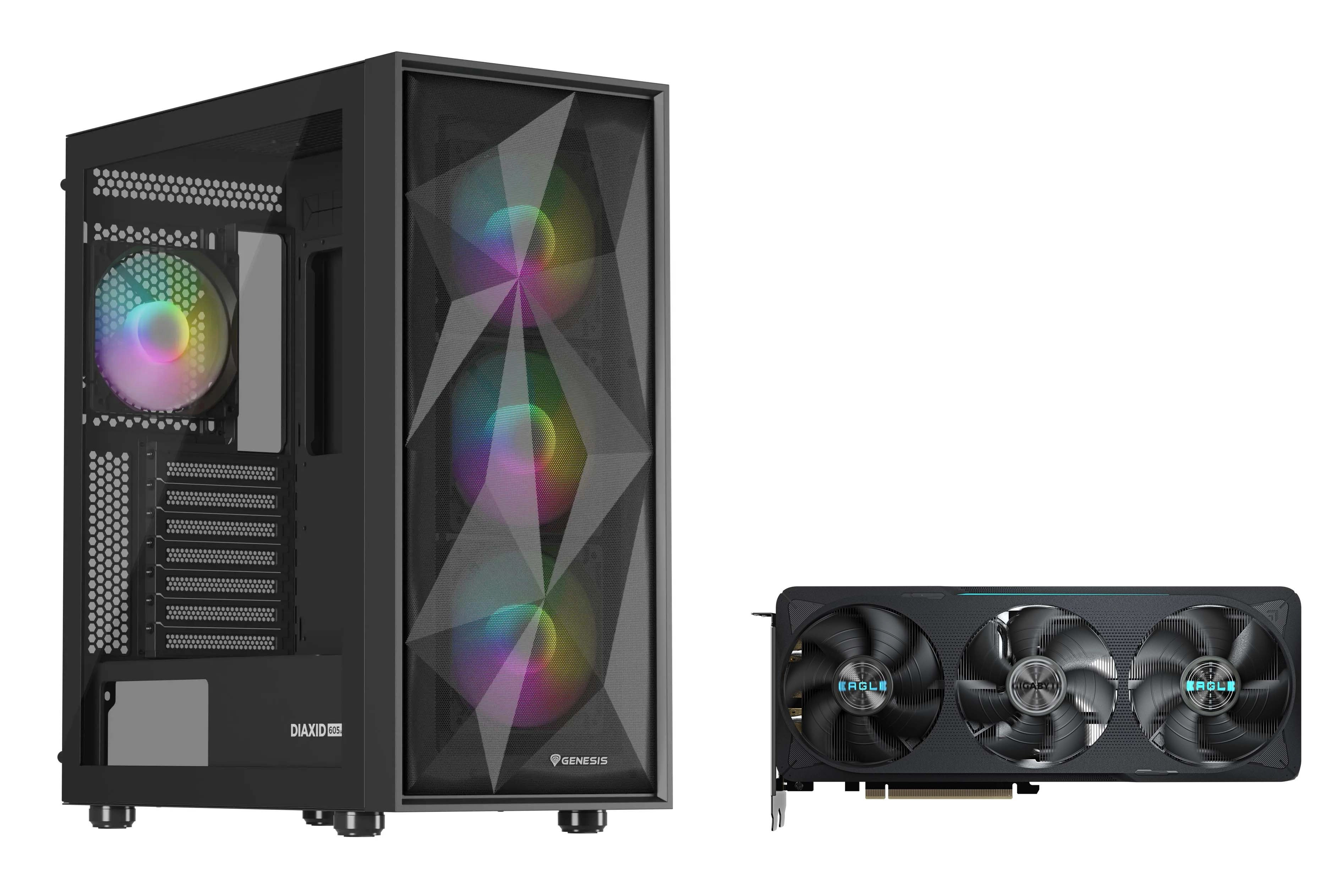 Obudowa Genesis Diaxid 605 ARGB Czarny + Gigabyte GeForce RTX 5070 EAGLE OC SFF 12GB GDDR7 192bit DLSS 4