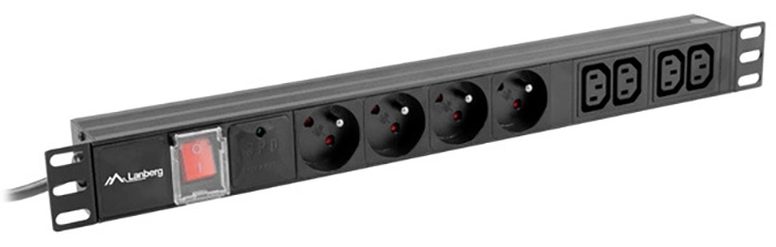 Listwa zasilająca Lanberg RACK PDU 1U 16A 4x230V 4xC13 2m Czarny