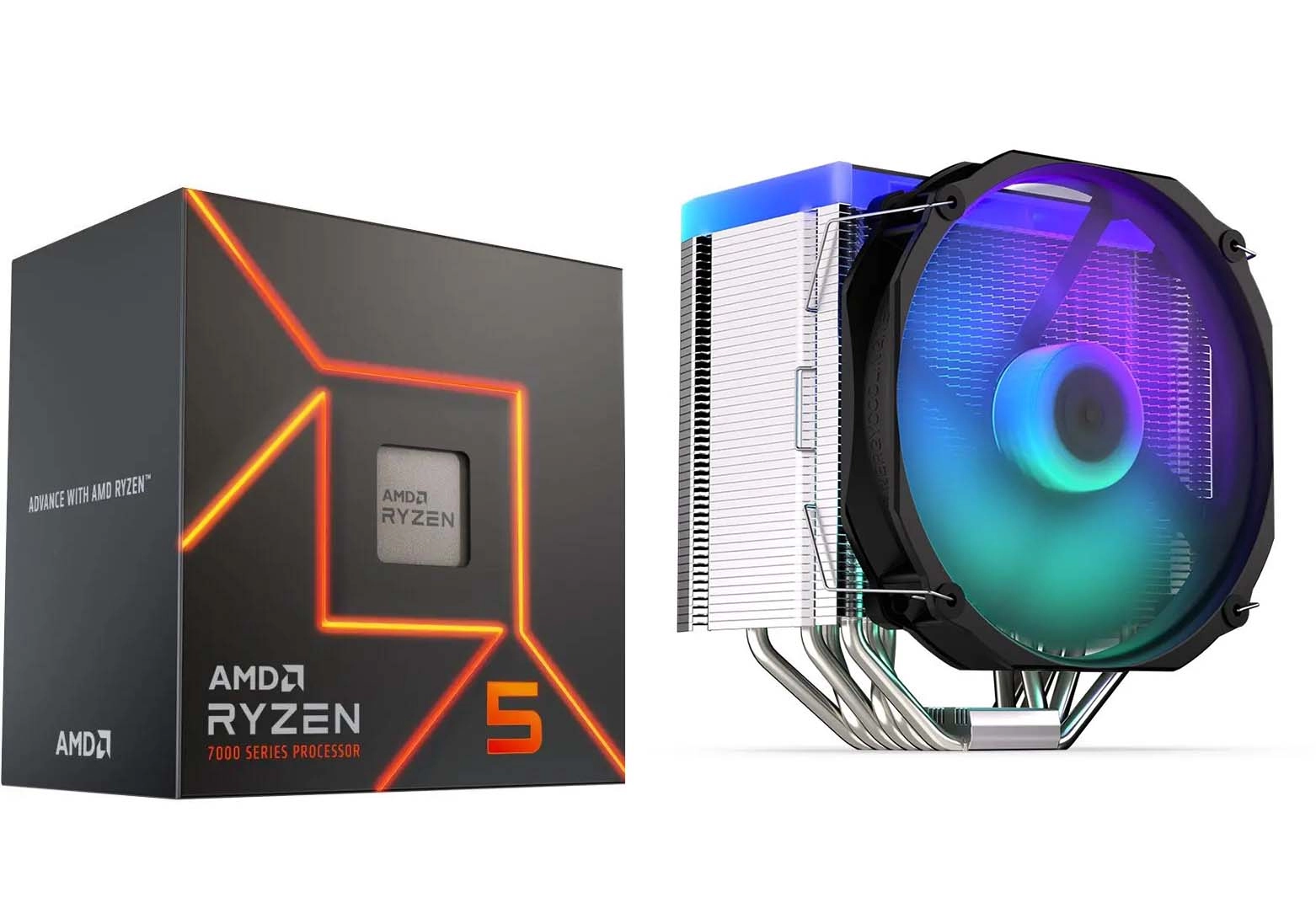 Procesor AMD Ryzen 5 7600 BOX (100-100001015BOX) + Fortis 5 ARGB Szary