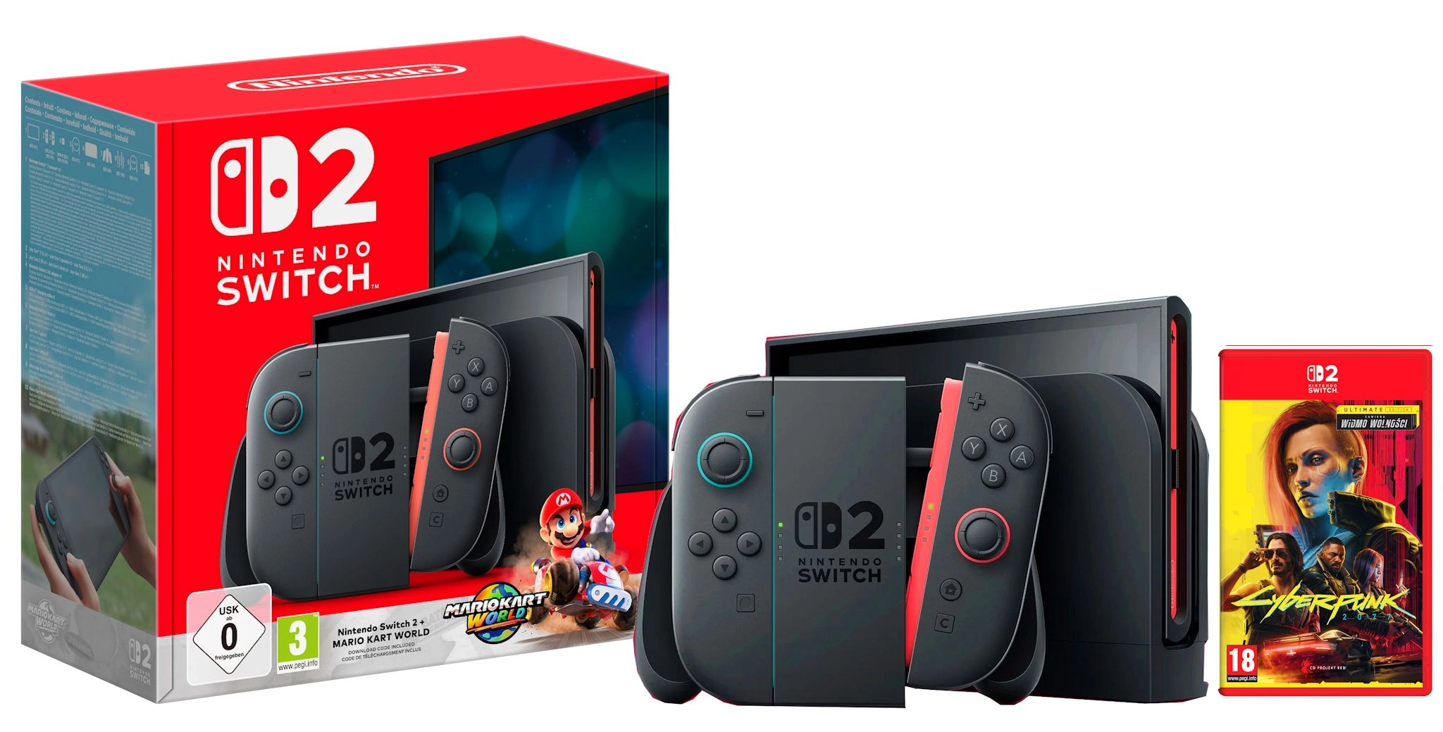 Konsola Nintendo Switch 2 Joy-Con Czarny + Mario Kart World + Cyberpunk 2077 Ultimate Edition