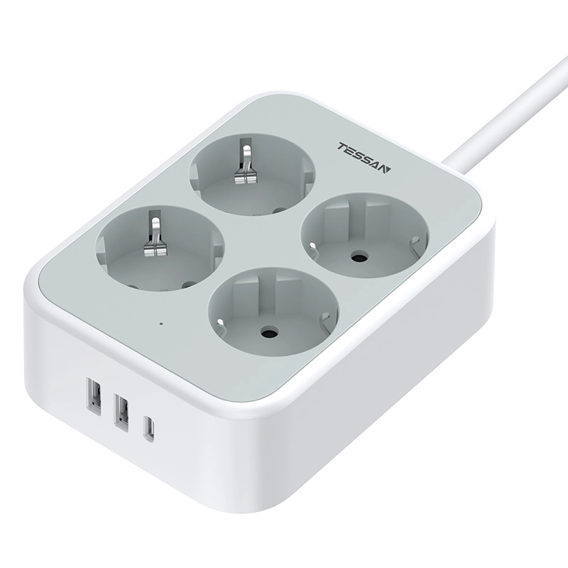 Listwa Tessan TS-PS01DE00 4 gniazda 2x USB-A 1x USB-C Biały
