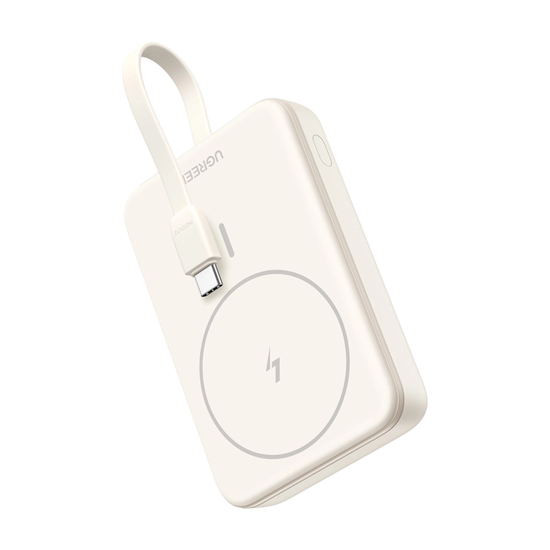 Powerbank UGREEN PB760 10000mAh PD 20W MagSafe Wbudowany kabel USB-C Beżowy