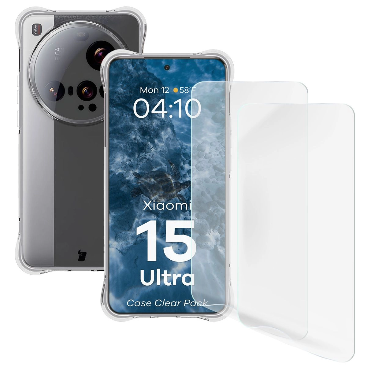 Zestaw ochronny Bizon elastyczne etui Salpa + 2x folia na ekran Clear Pack do Xiaomi 15 Ultra