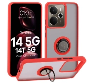Bizon z uchwytem na palec Hybrid Ring do Xiaomi POCO F7 Pro Przydymione z Czerwoną ramką