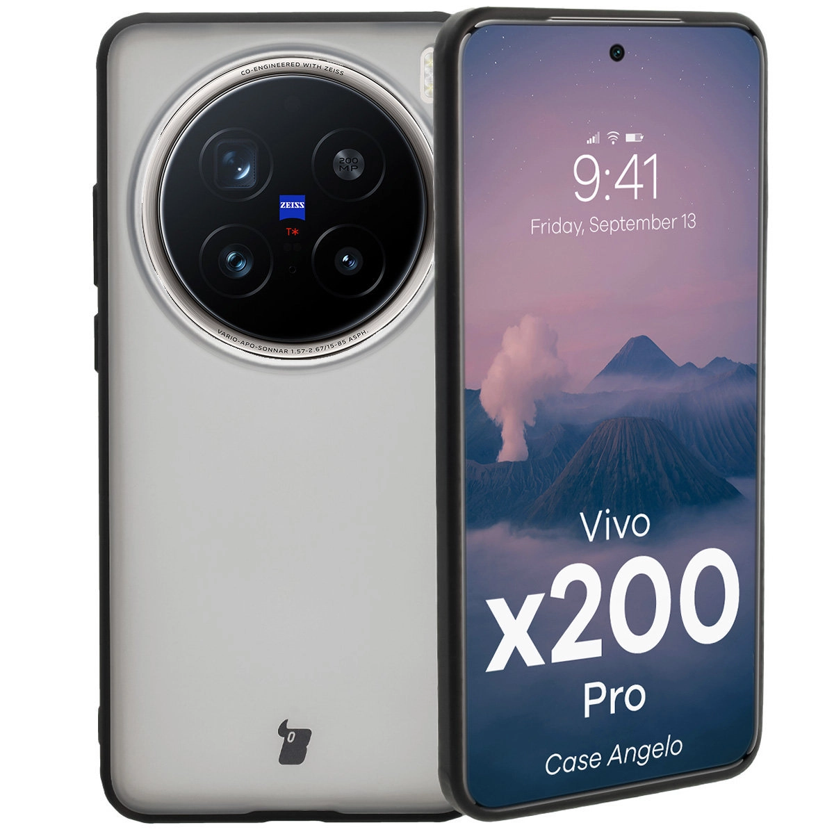 Etui Bizon Angelo do Vivo X200 Pro Przydymione z czarną ramką